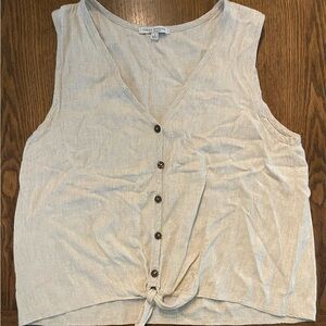 Green Envelope Light Tan Sleeveless Blouse